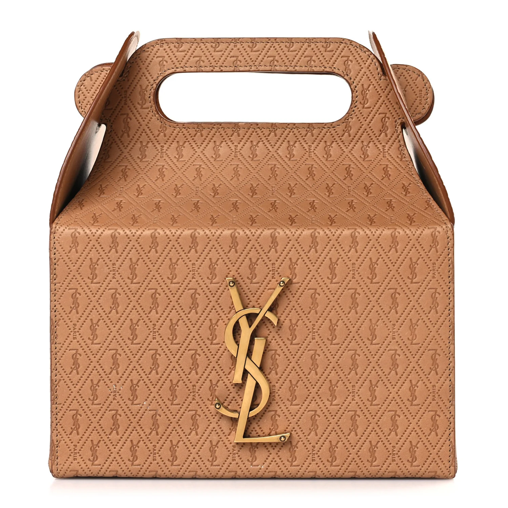 YSL TAKE AWAY CALFSKIN MONOGRAM LEATHER BOX