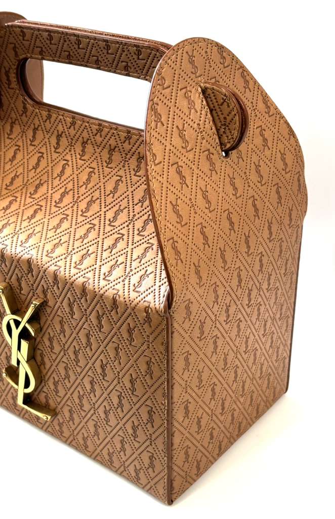 YSL TAKE AWAY CALFSKIN MONOGRAM LEATHER BOX
