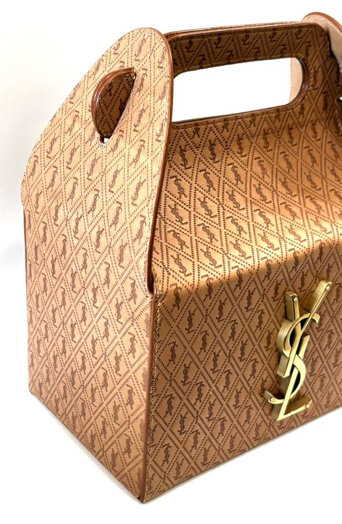 YSL TAKE AWAY CALFSKIN MONOGRAM LEATHER BOX