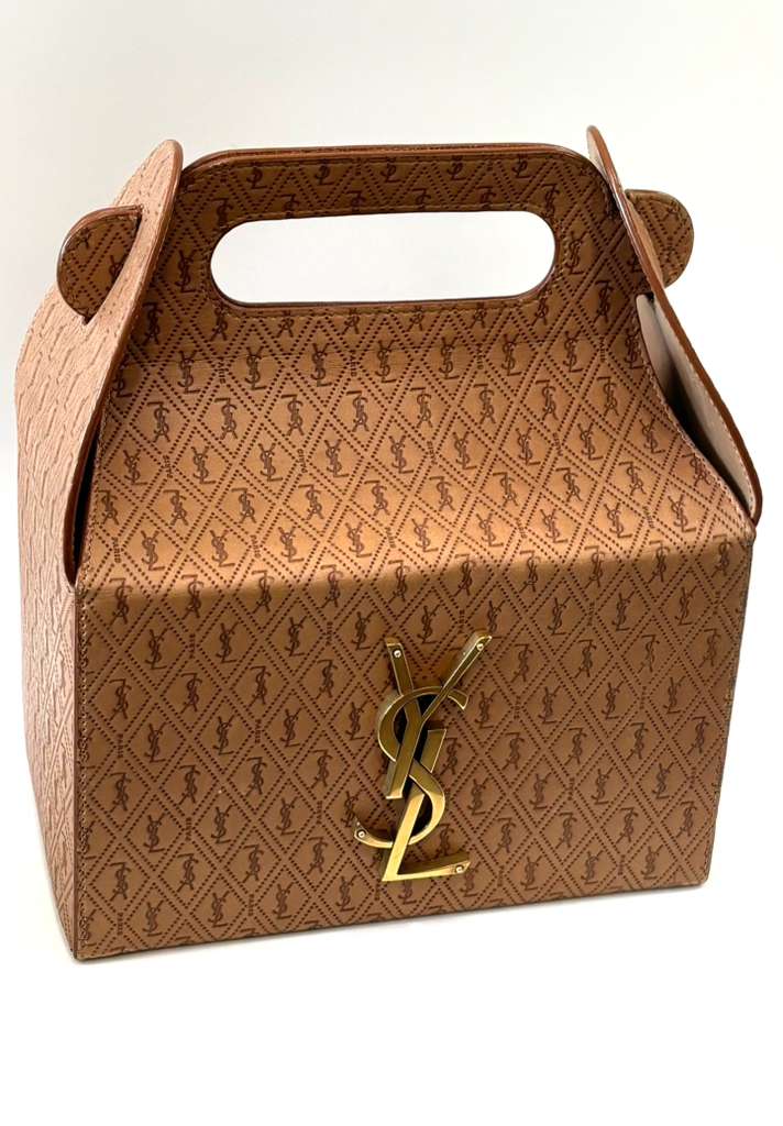 YSL TAKE AWAY CALFSKIN MONOGRAM LEATHER BOX