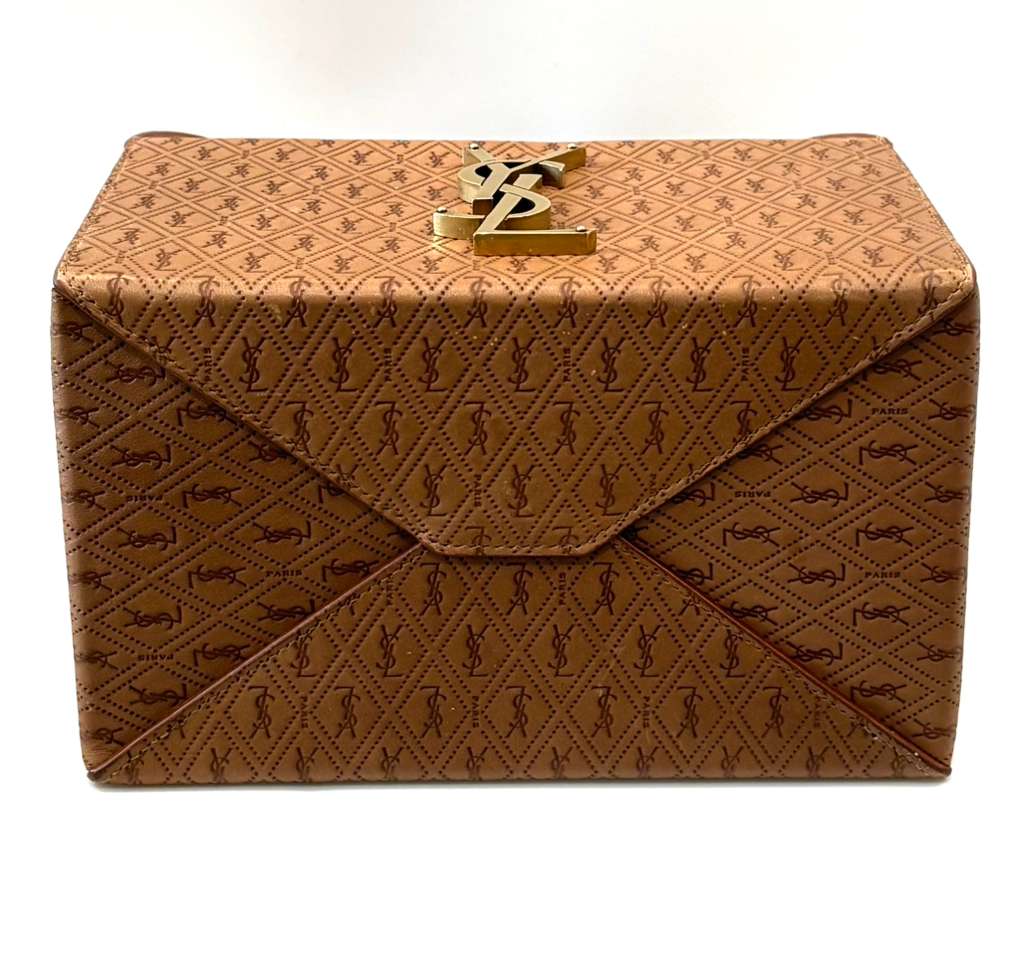 YSL TAKE AWAY CALFSKIN MONOGRAM LEATHER BOX