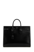 Sac De Jour Thin Large In Grained Leather - Black and Silver