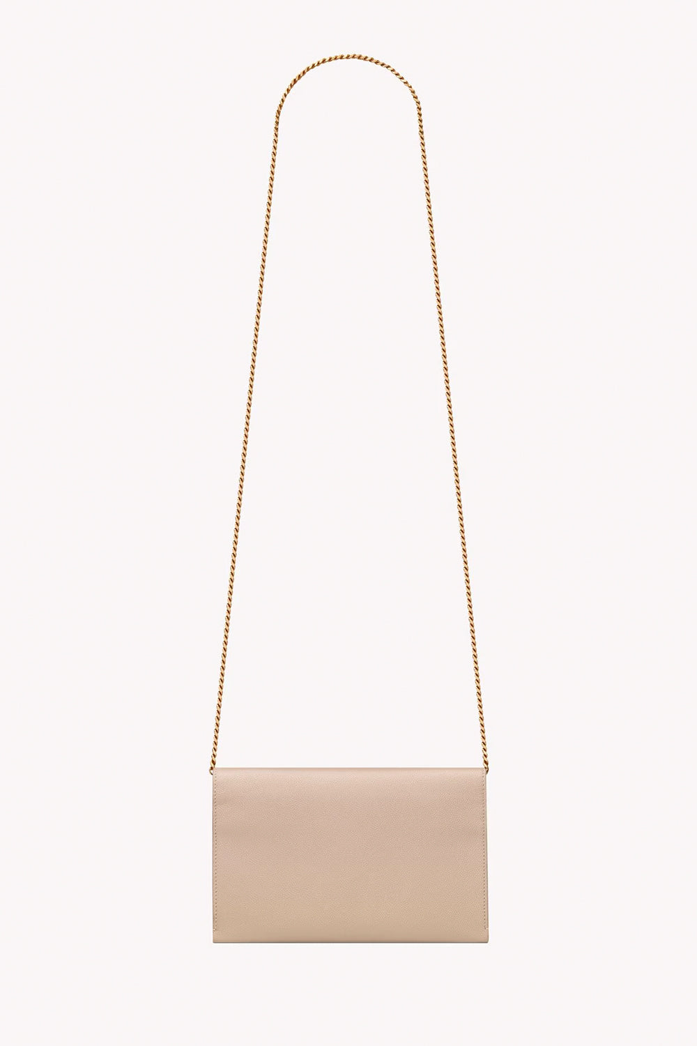 Uptown Chain Wallet In Grain De Poudre Embossed Leather - Dark Beige