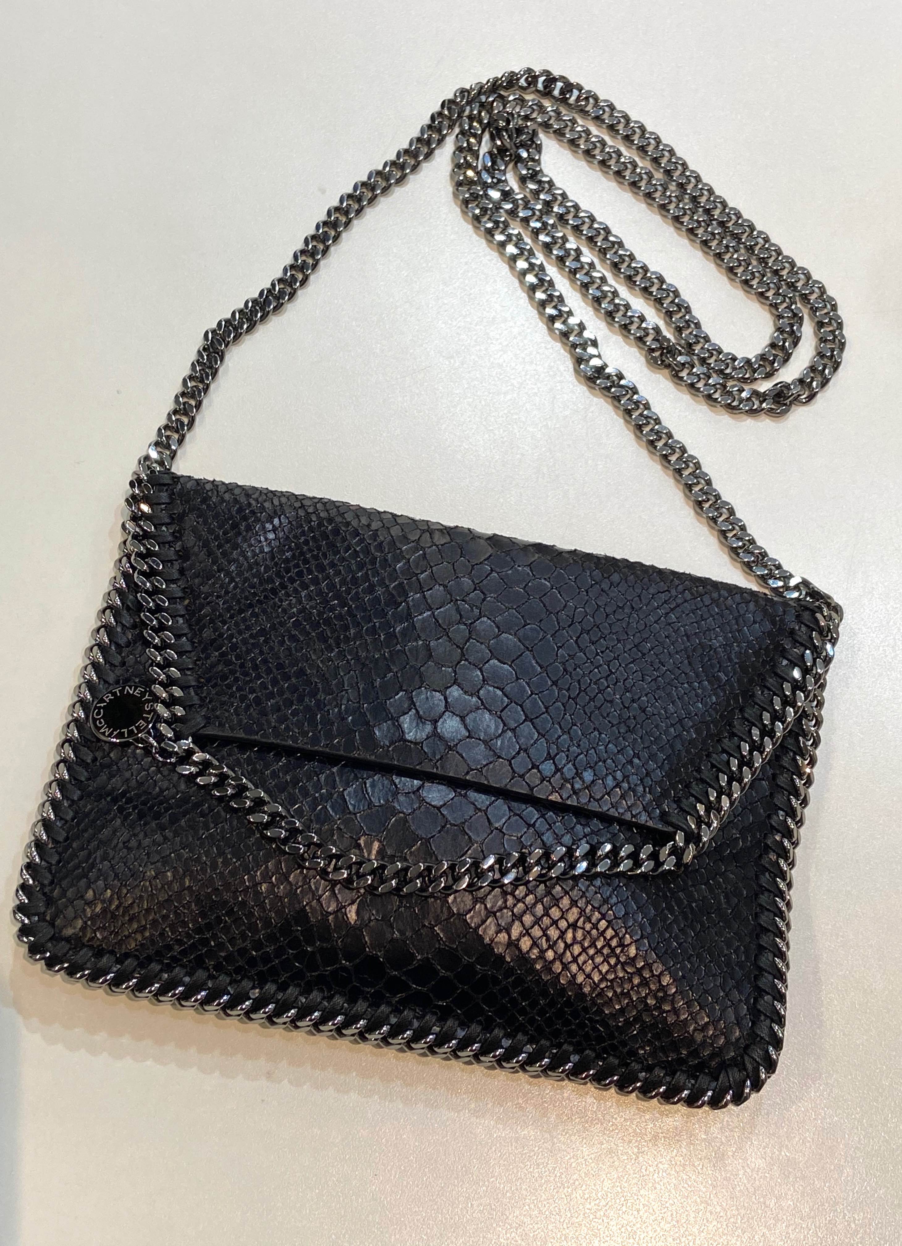 STELLA MCCARTNEY SMALL VEGAN SNAKESKIN FALABELLA CROSSBODY BAG