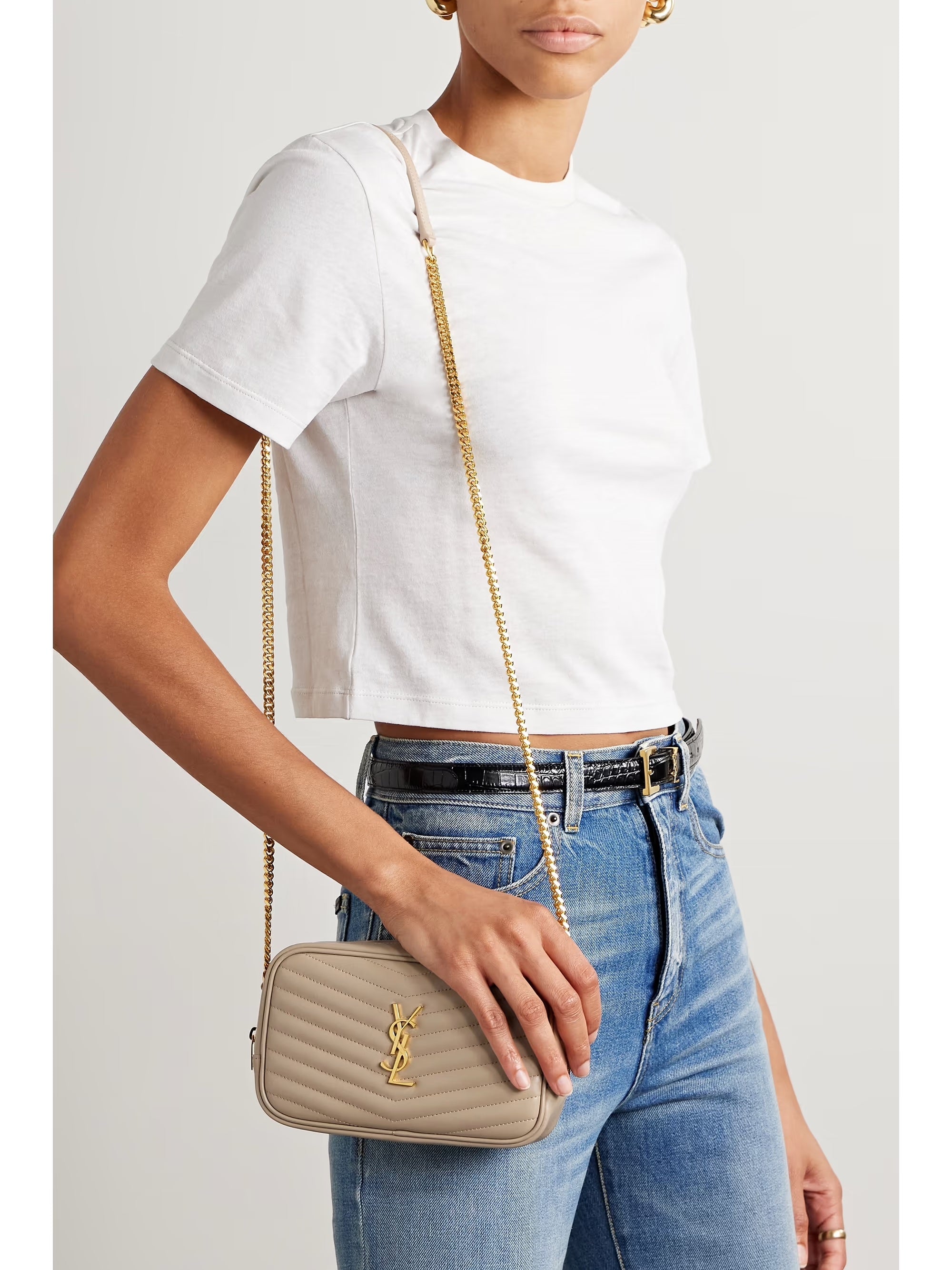 YSL SAINT LAURENT CALFSKIN MINI LOU SHOULDER BAG