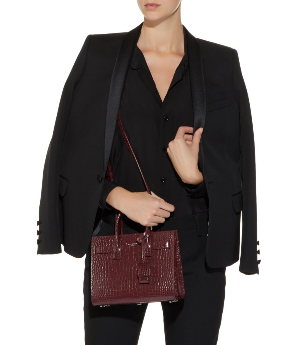 SAINT LAURENT SAC DE JOUR BABY IN EMBOSSED CROCODILE SHINY LEATHER