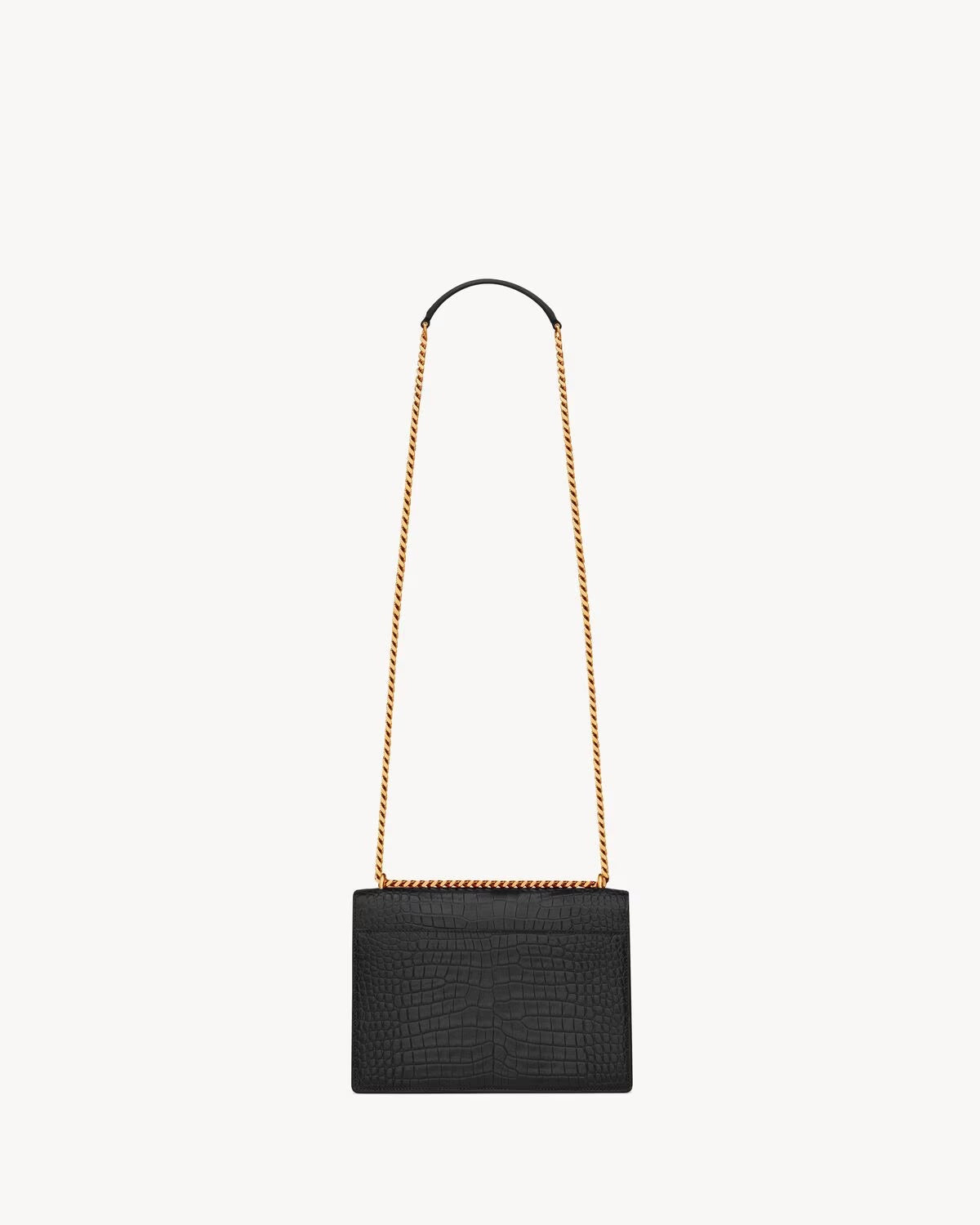 YSL CROC EMBOSSED CALFSKIN MONOGRAM SUNSET MEDIUM CROSSBODY BAG