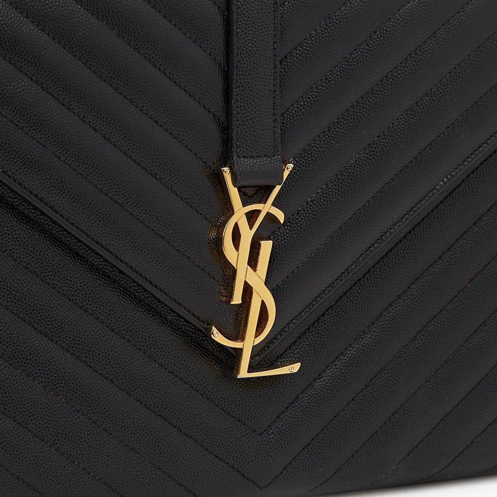 SAINT LAURENT CHEVRON QUILTED CALFSKIN LARGE ENVELOPE BAG