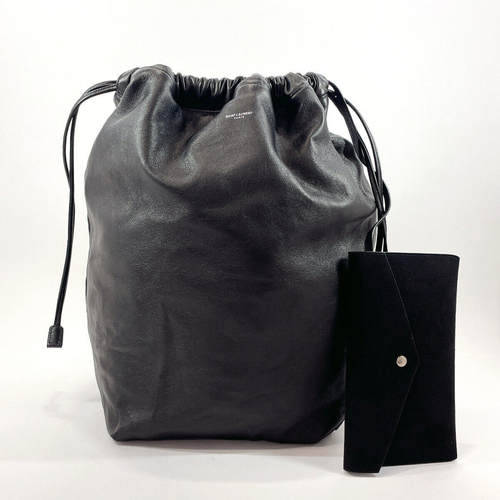 YVES SAINT LAURENT TEDDY CANVAS & CALFSKIN LEATHER TOTE BAG