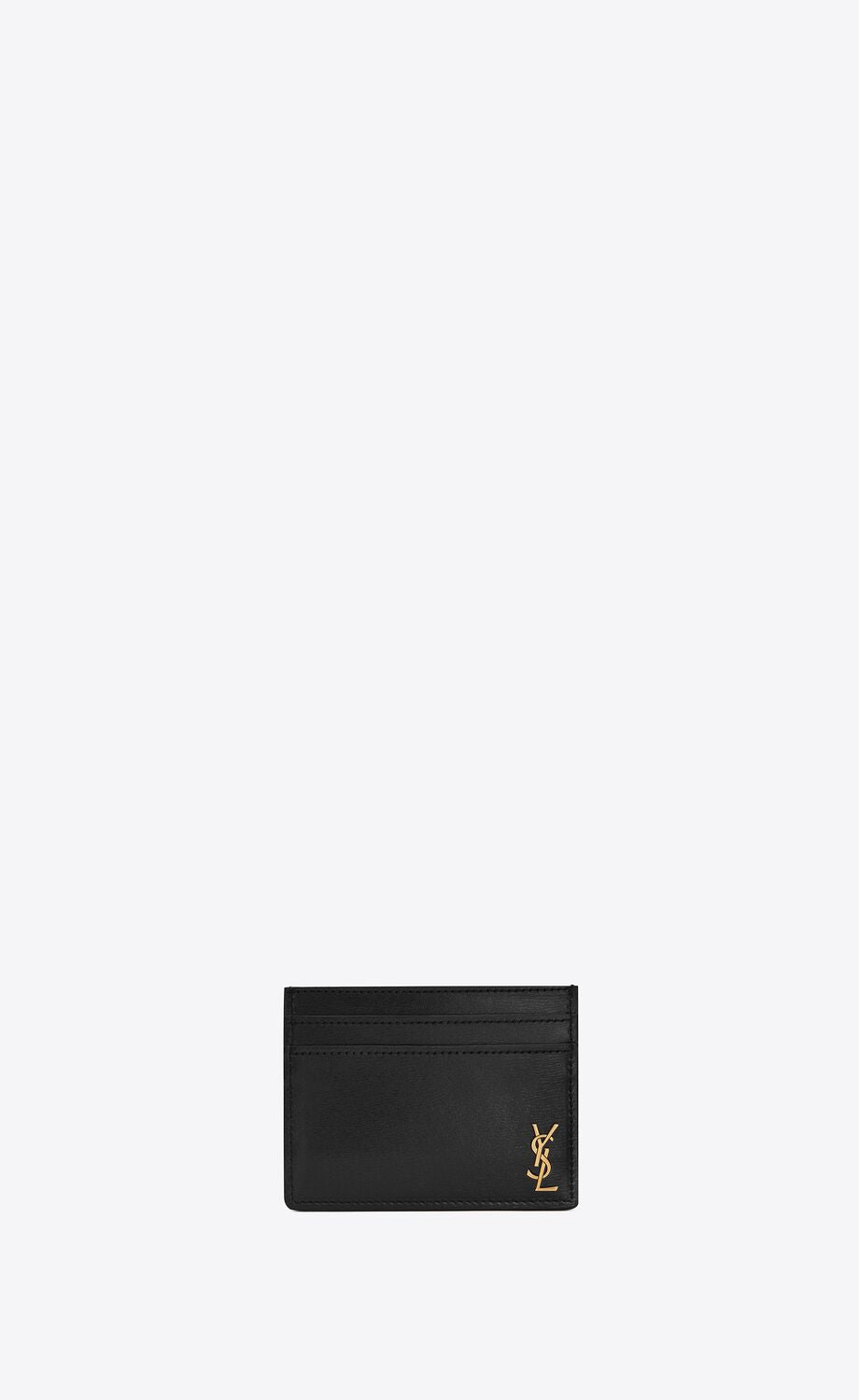 YSL TINY CASSANDRE MONOGRAM SHINY LEATHER CREDIT CARD CASE