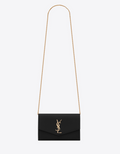 SAINT LAURENT UPTOWN CHAIN WALLET IN GRAIN DE POUDRE