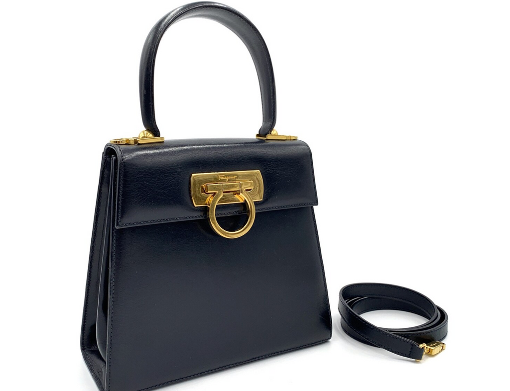 SALVATORE FERRAGAMO GANCINI KELLY  2 WAY BAG