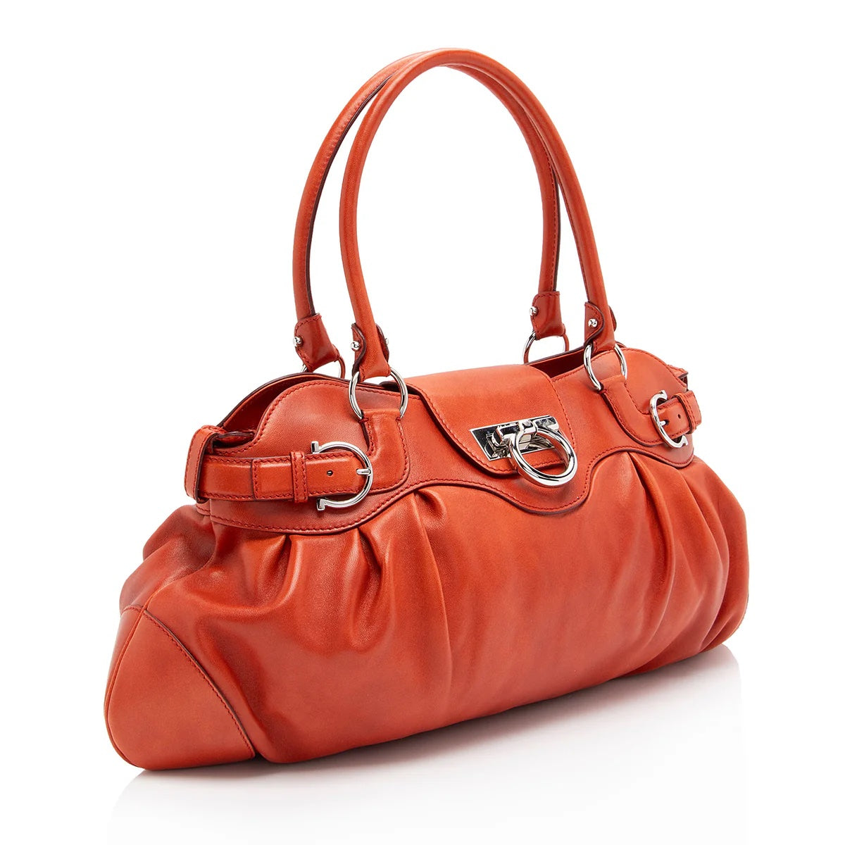 SALVATORE FERRAGAMO LEATHER GANCINI MARISA SATCHEL