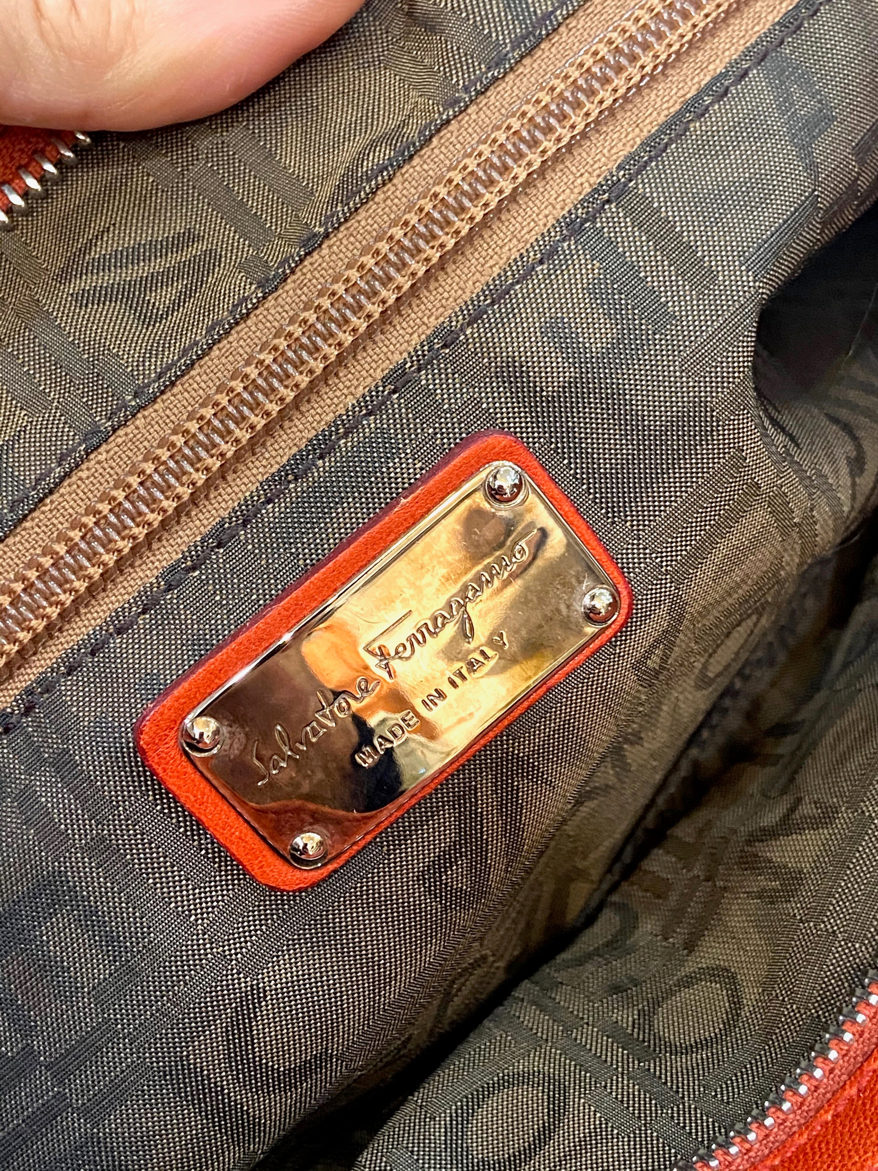 SALVATORE FERRAGAMO LEATHER GANCINI MARISA SATCHEL