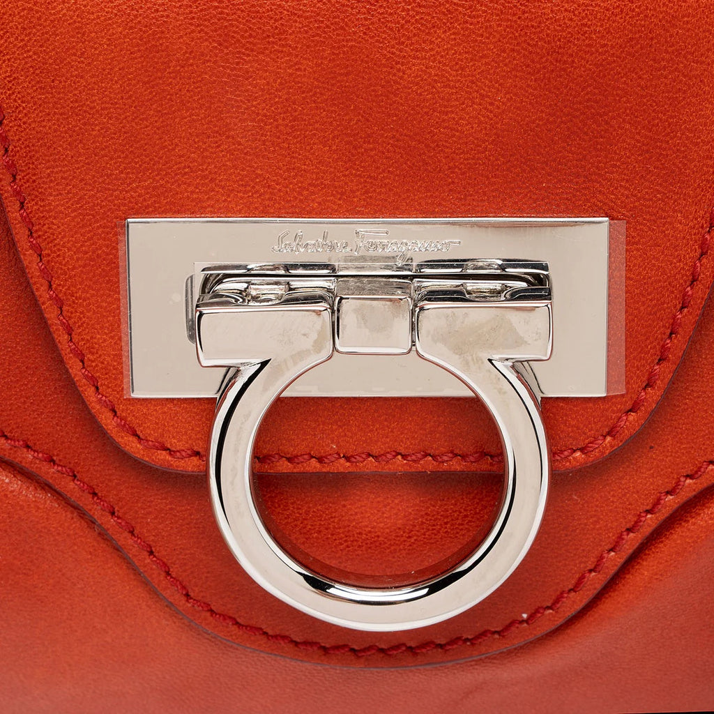 SALVATORE FERRAGAMO LEATHER GANCINI MARISA SATCHEL
