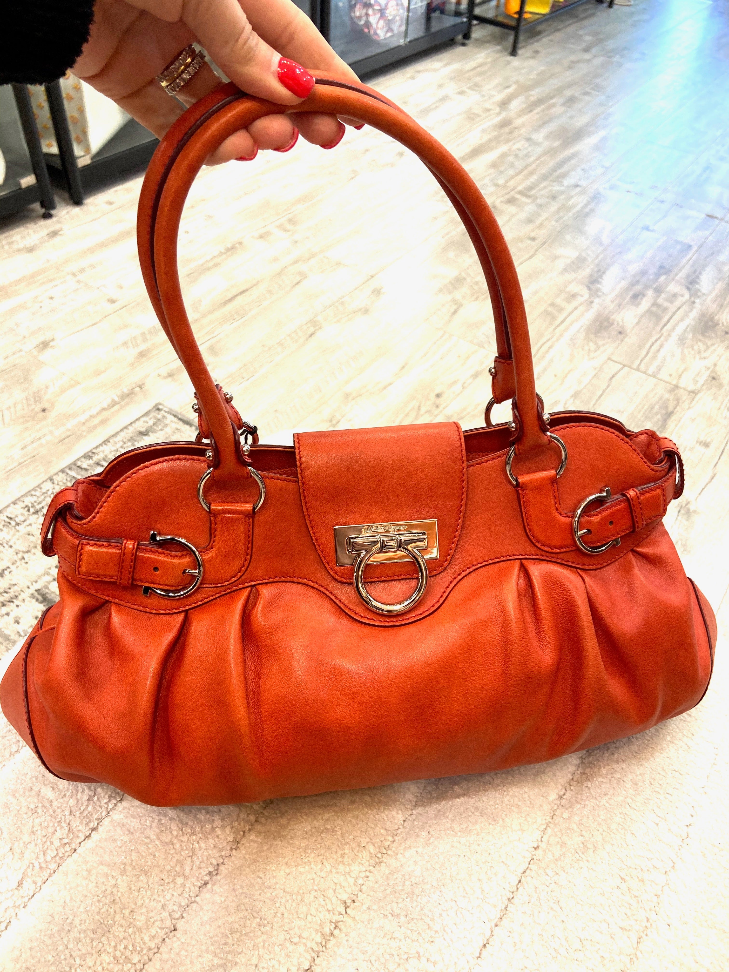SALVATORE FERRAGAMO LEATHER GANCINI MARISA SATCHEL
