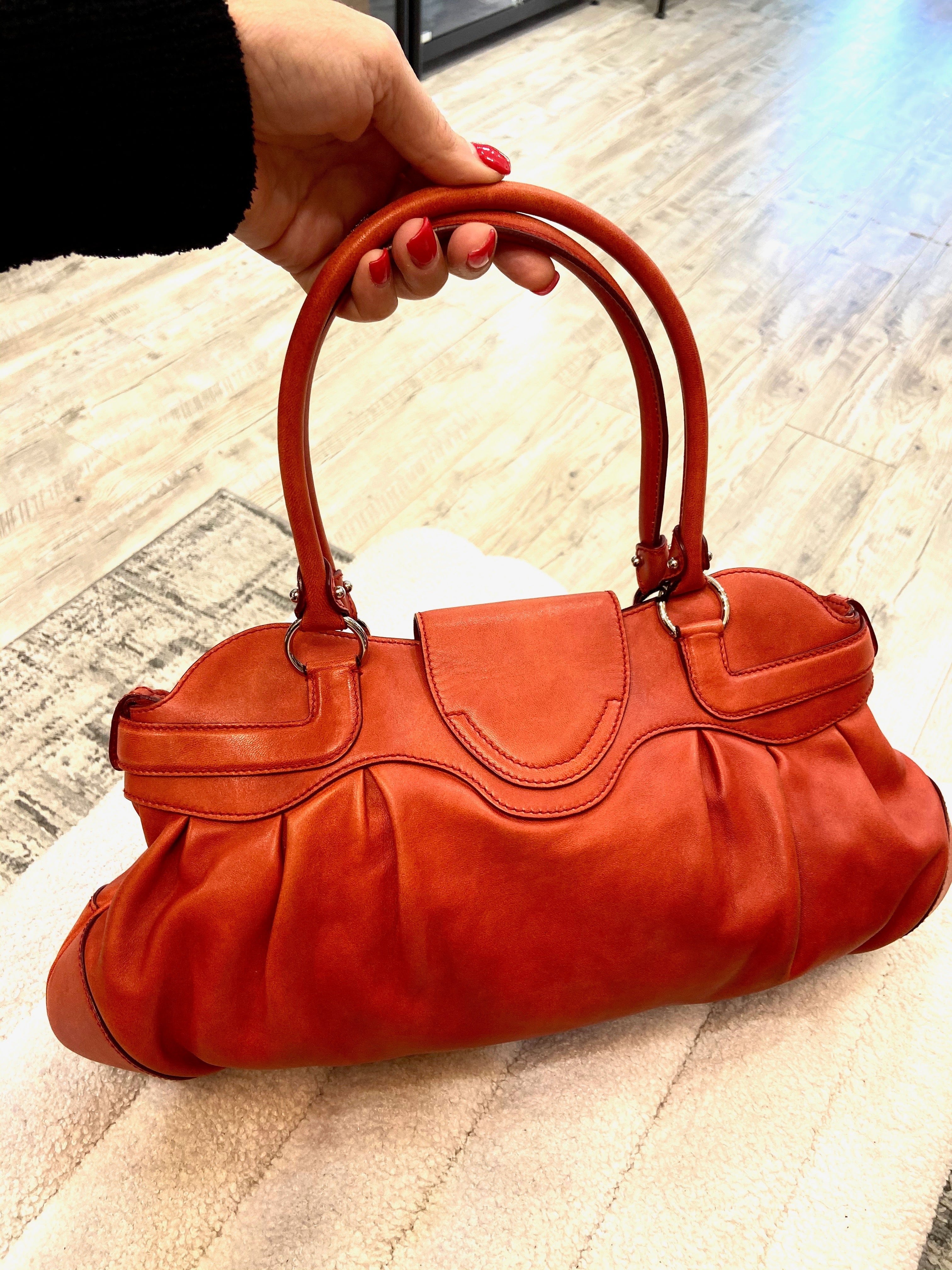 SALVATORE FERRAGAMO LEATHER GANCINI MARISA SATCHEL