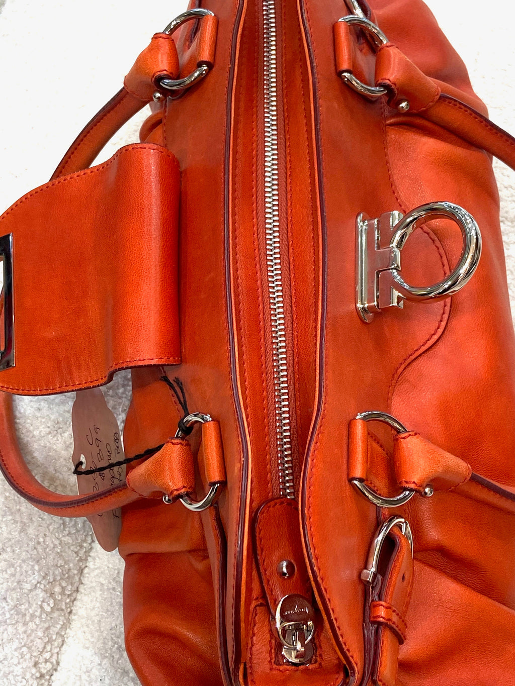 SALVATORE FERRAGAMO LEATHER GANCINI MARISA SATCHEL