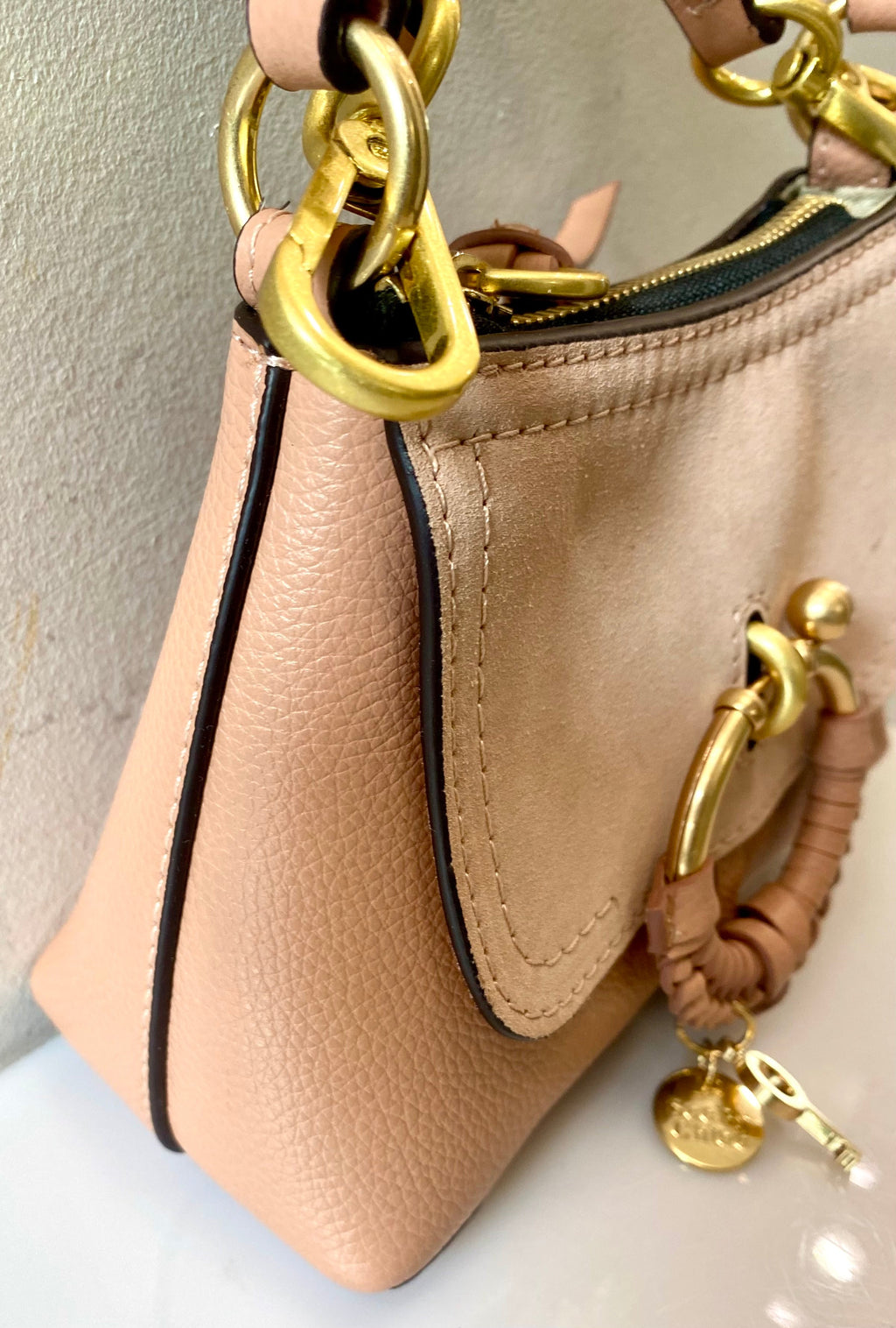 SEE BY CHLOÉ JOAN SUEDE & CALFSKIN LEATHER MINI SHOULDER BAG