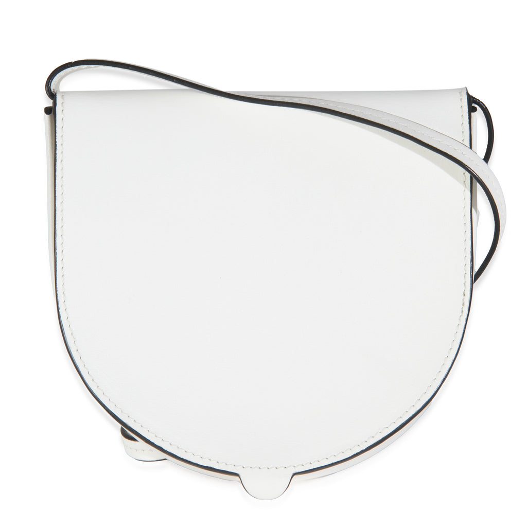 White Calfskin Heel Metal Flower Crossbody