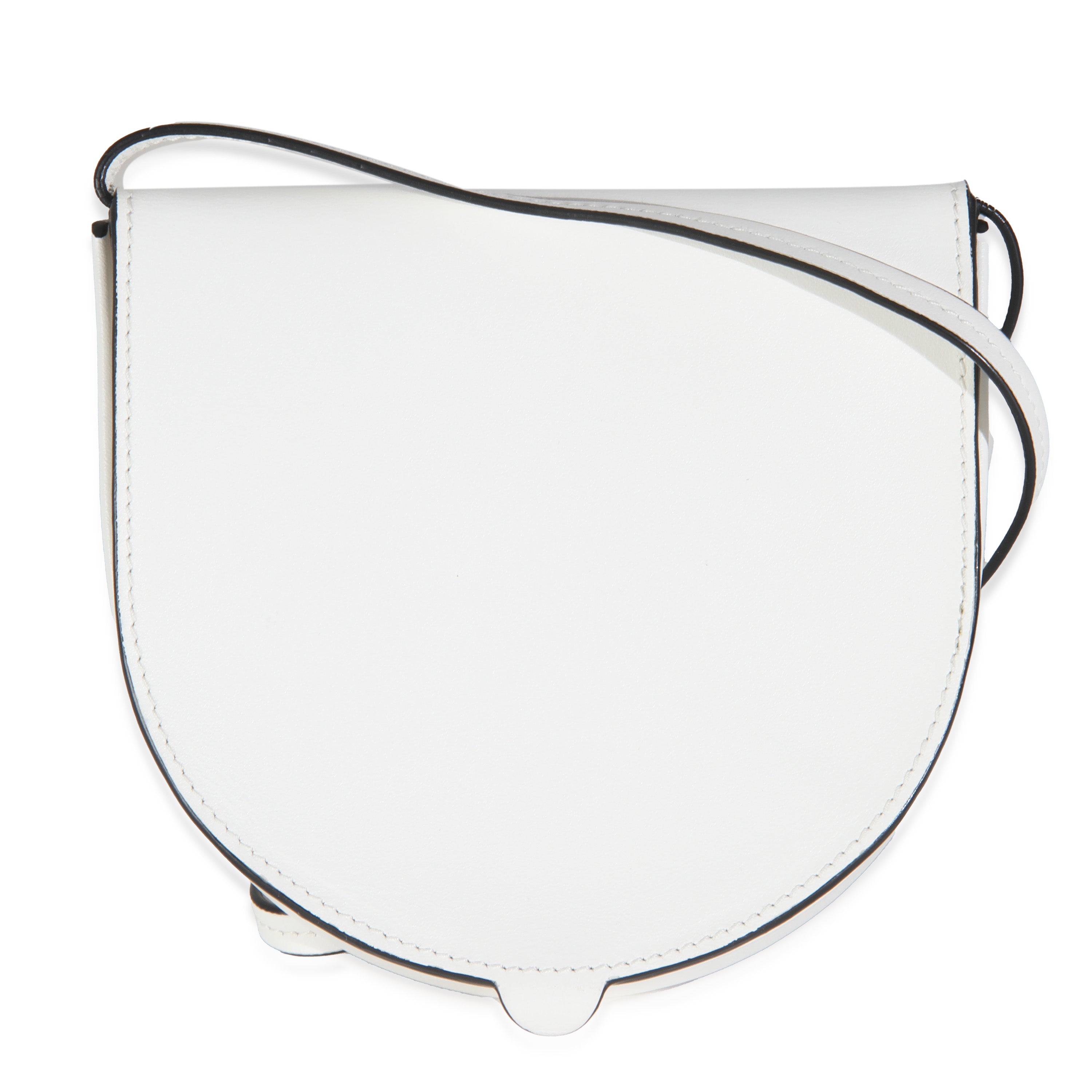 White Calfskin Heel Metal Flower Crossbody