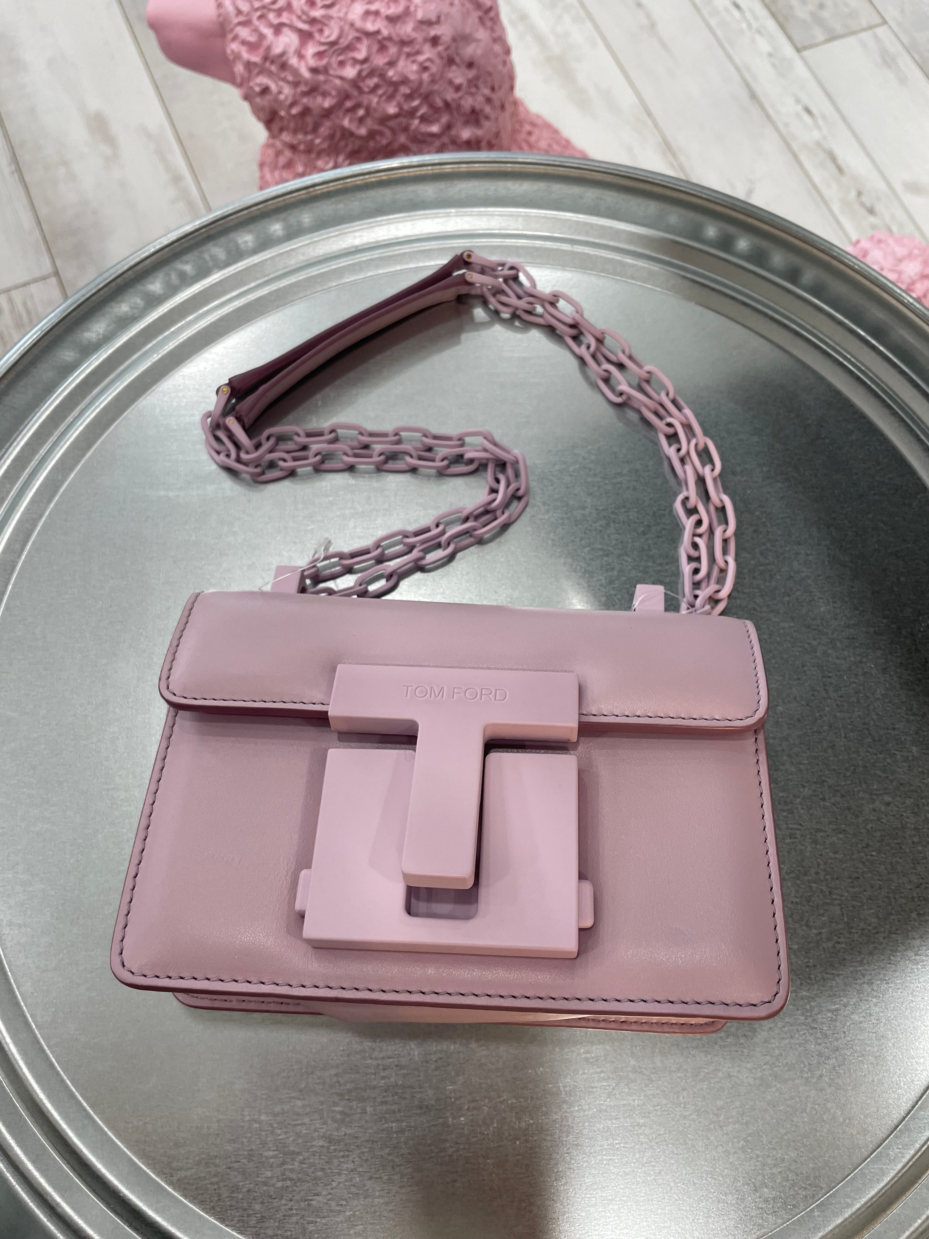 TOM FORD CALFSKIN LEATHER LOGO T CLASP BUCKLE CROSSBODY BAG