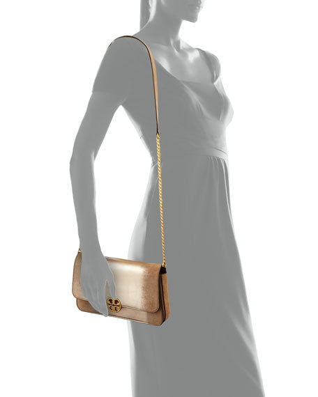 TORY BURCH CHELSEA METALLIC CONVERTIBLE CROSSBODY BAG