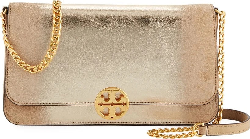 TORY BURCH CHELSEA METALLIC CONVERTIBLE CROSSBODY BAG