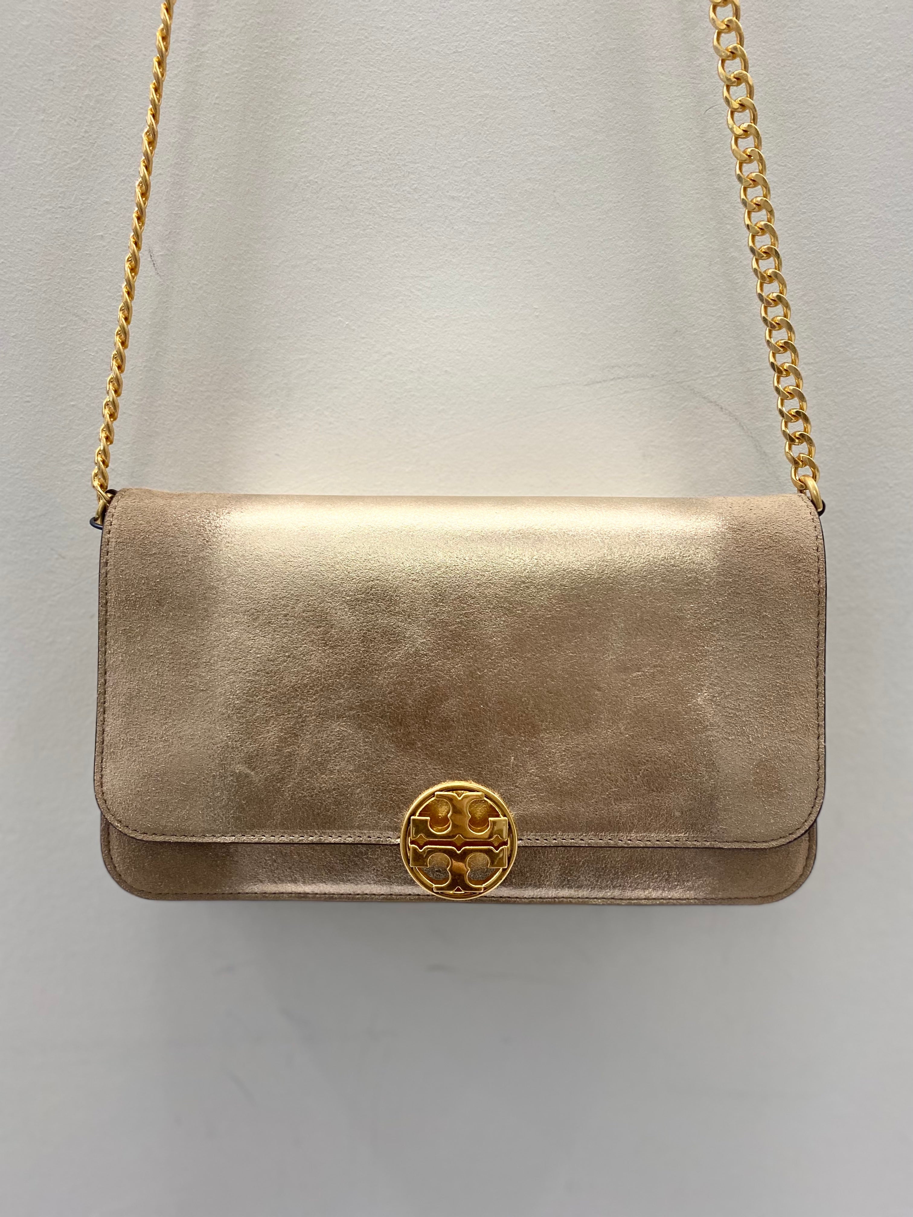 TORY BURCH CHELSEA METALLIC CONVERTIBLE CROSSBODY BAG