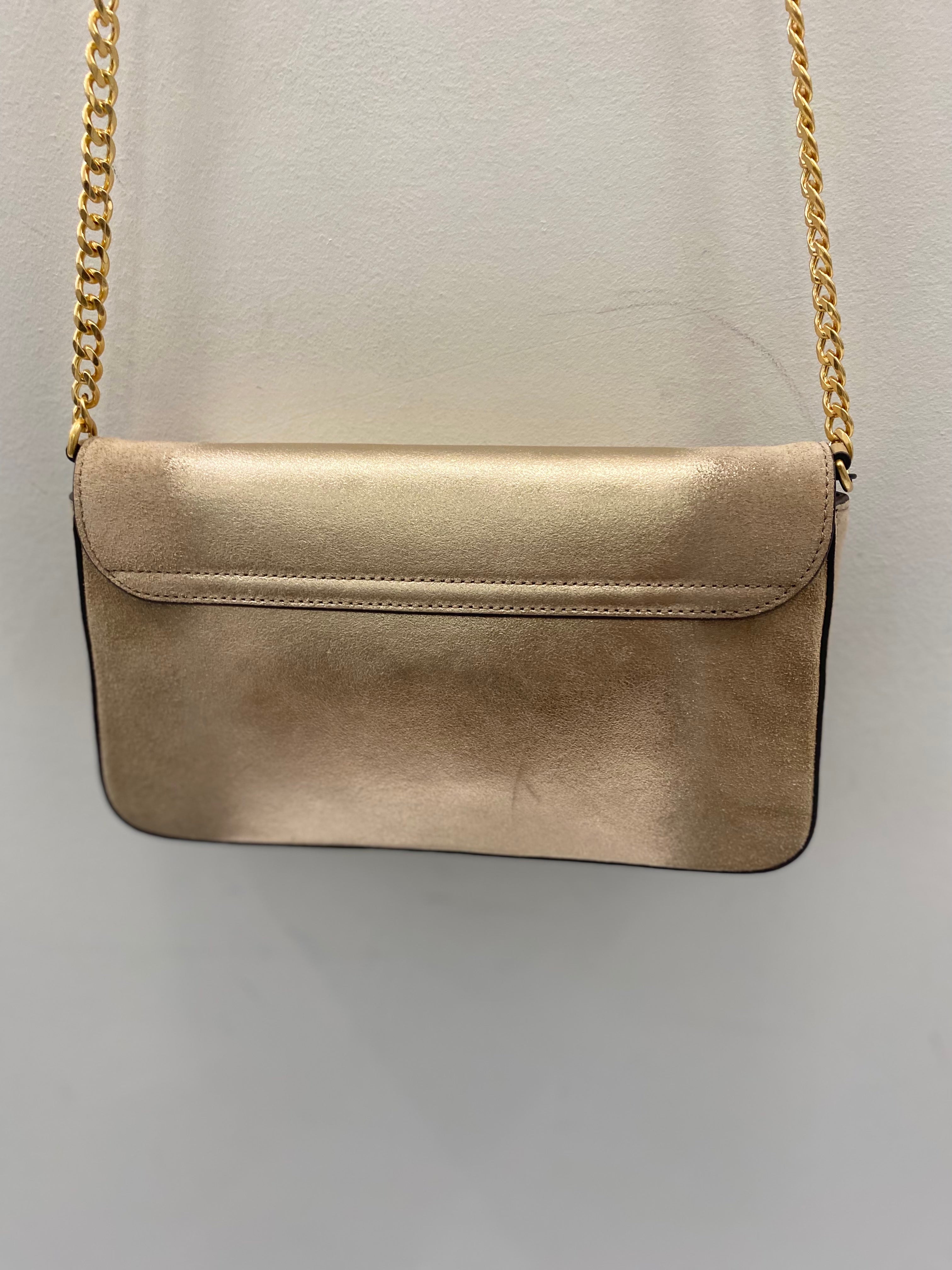 TORY BURCH CHELSEA METALLIC CONVERTIBLE CROSSBODY BAG