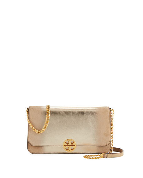 TORY BURCH CHELSEA METALLIC CONVERTIBLE CROSSBODY BAG