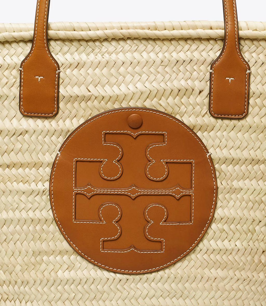 TORY BURCH ELLA STRAW BASKET TOTE BAG