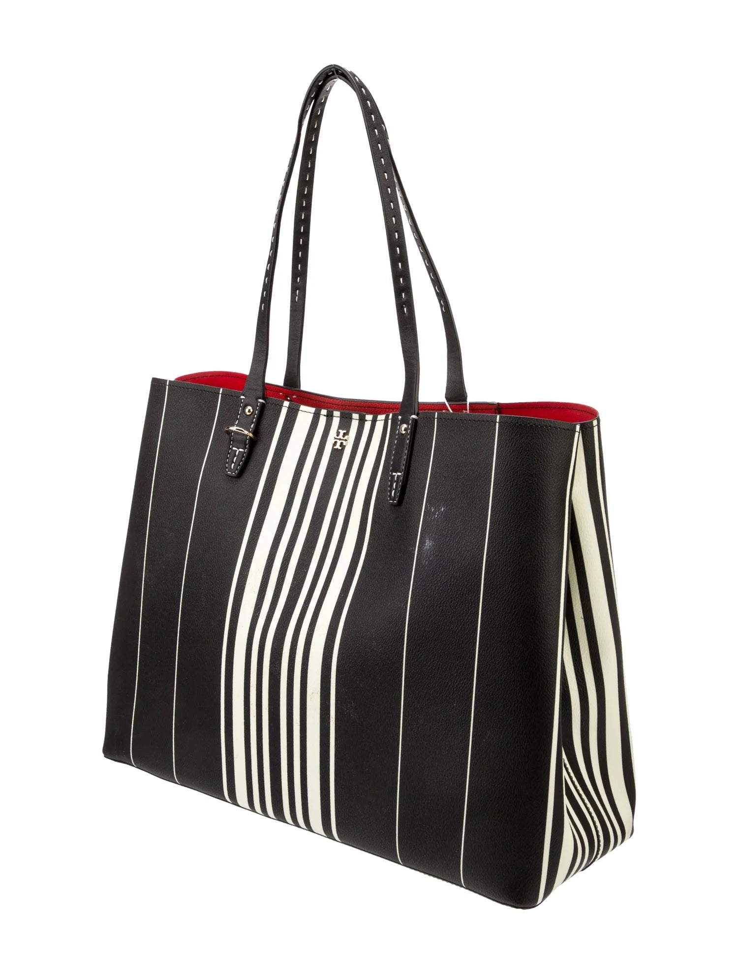 TORY BURCH KERRINGTON SQUARE STRIPED MEDIUM TOTE BAG