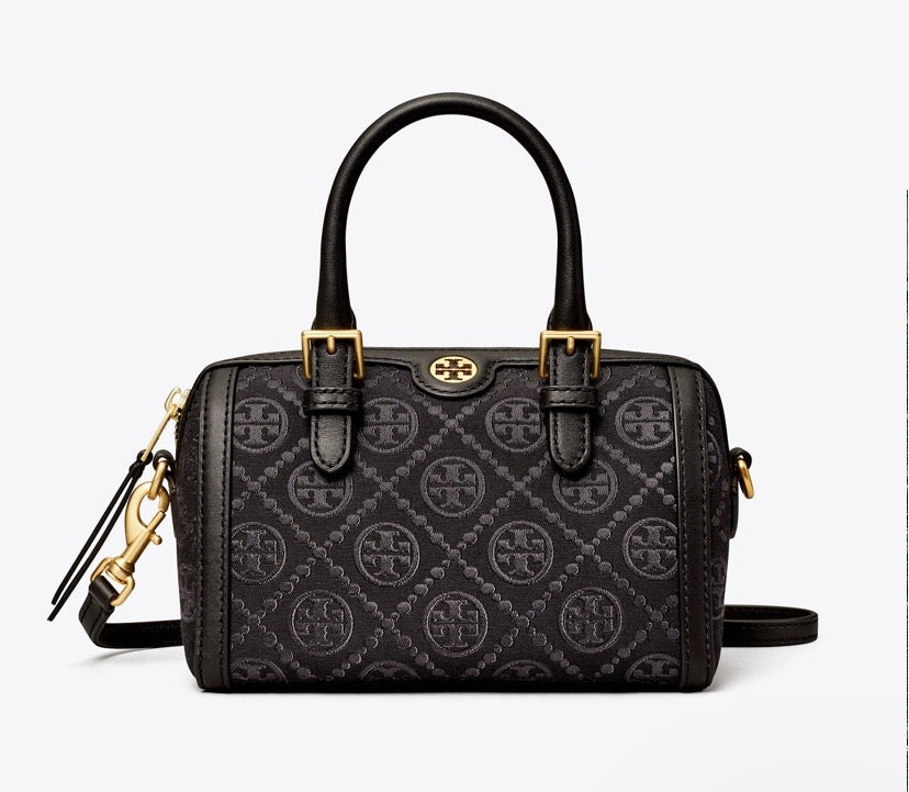 TORY BURCH MINI T MONOGRAM BARREL BAG