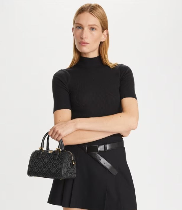 TORY BURCH MINI T MONOGRAM BARREL BAG