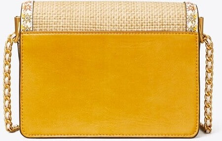 TORY BURCH ROBINSON STRAW & LEATHER CONVERTIBLE SHOULDER BAG
