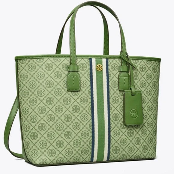 TORY BURCH T MONOGRAM COATED CANVAS TOTE BAG
