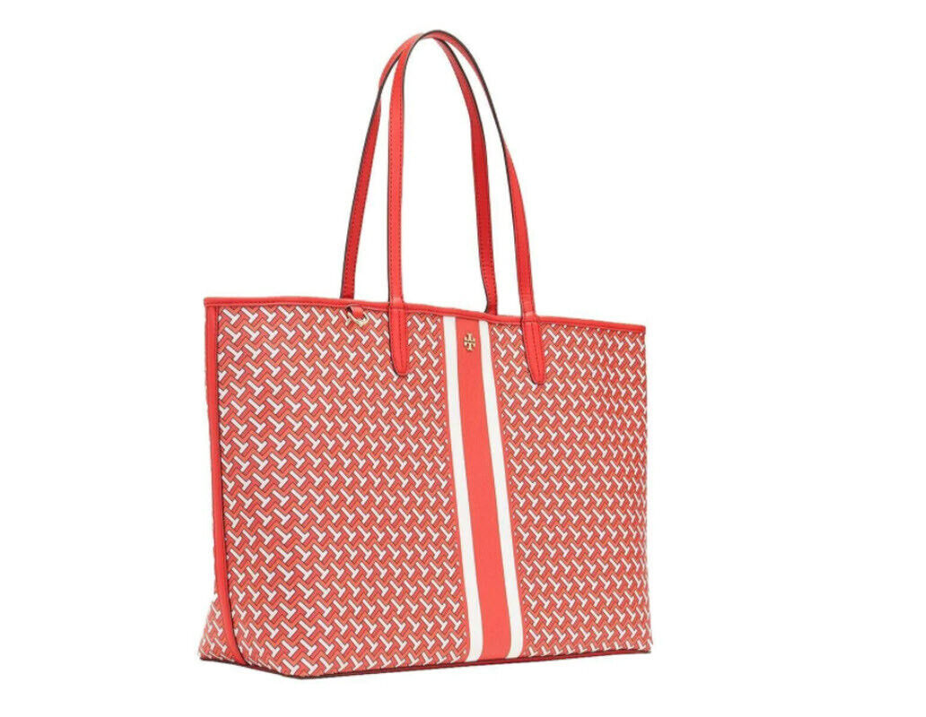 TORY BURCH T TITLE LINK RED TOTE BAG
