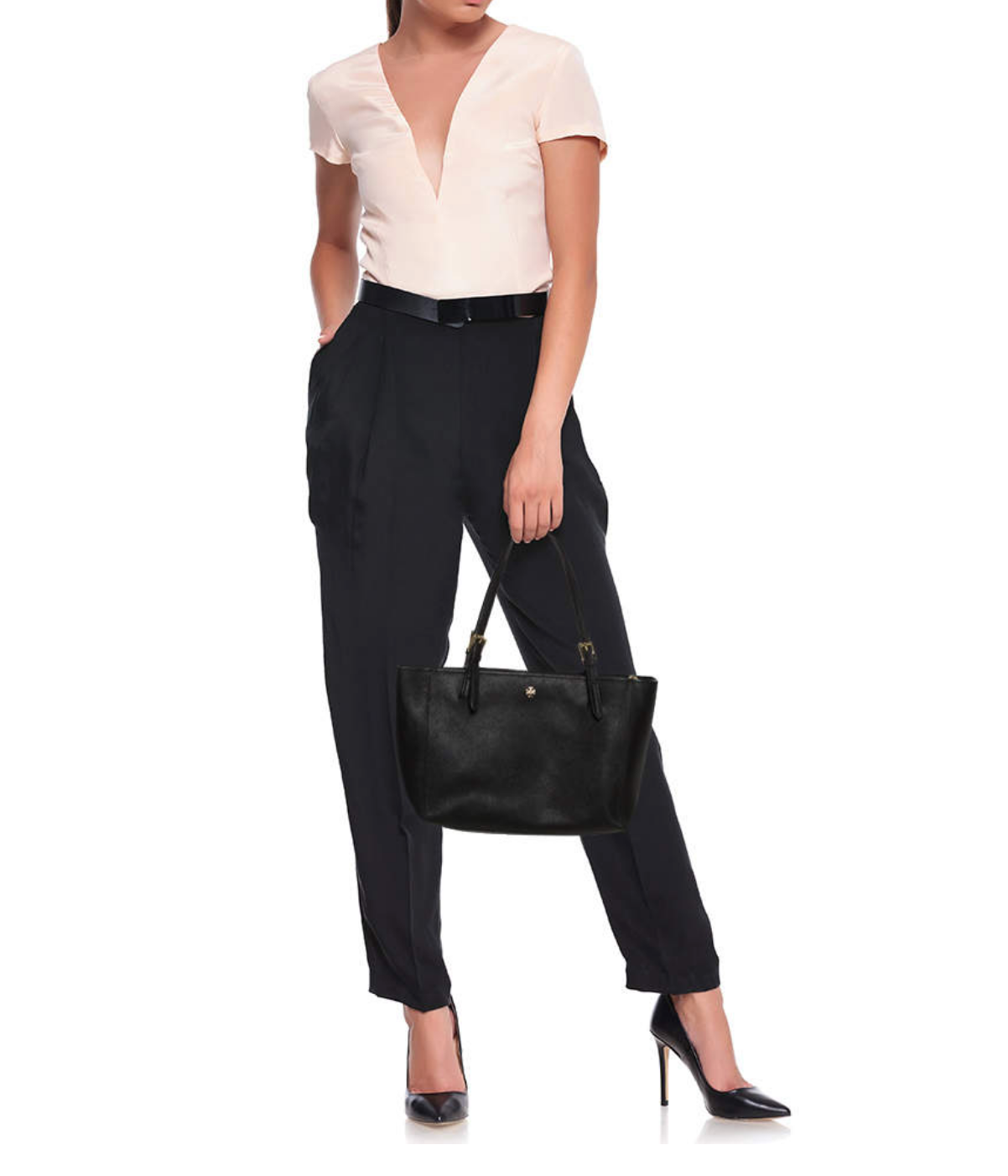 TORY BURCH LEATHER YORK BUCKLE TOTE BAG