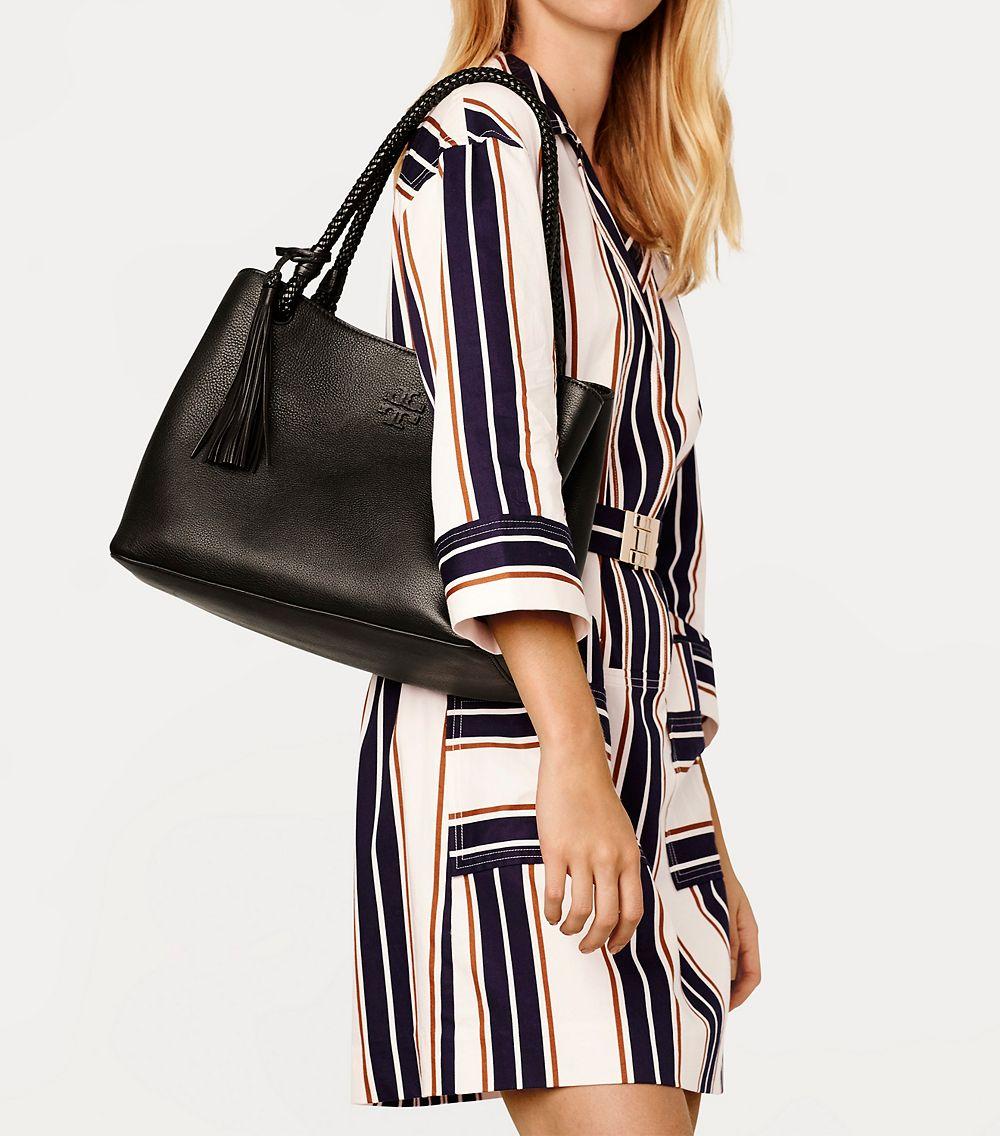 TORY BURCH TAYLOR TRIPLE COMPARTMENT LEATHER TOTE BAG