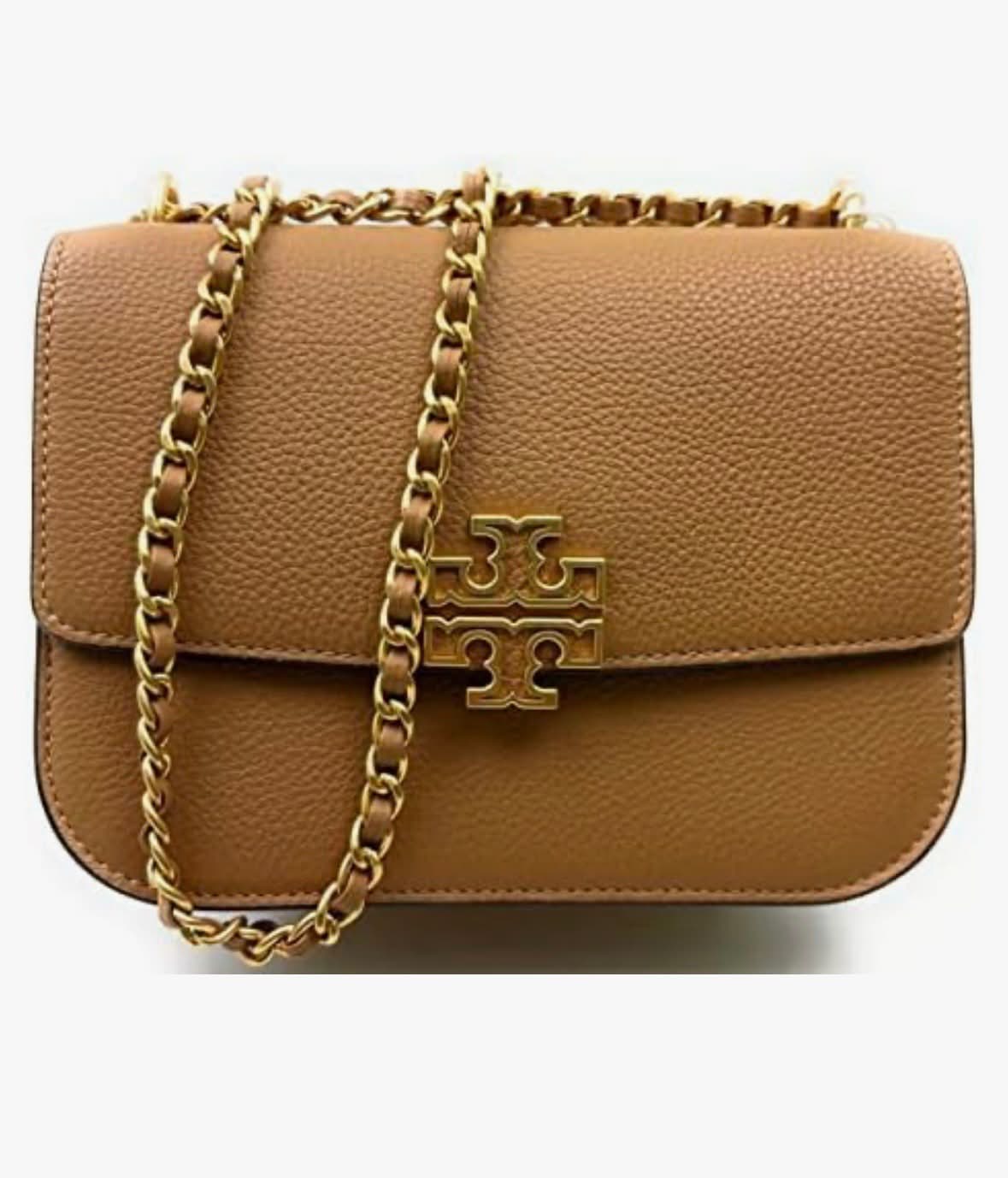 TORY BURCH BRITTEN PEBBLED LEATHER GOLD HARDWARE CROSSBODY BAG