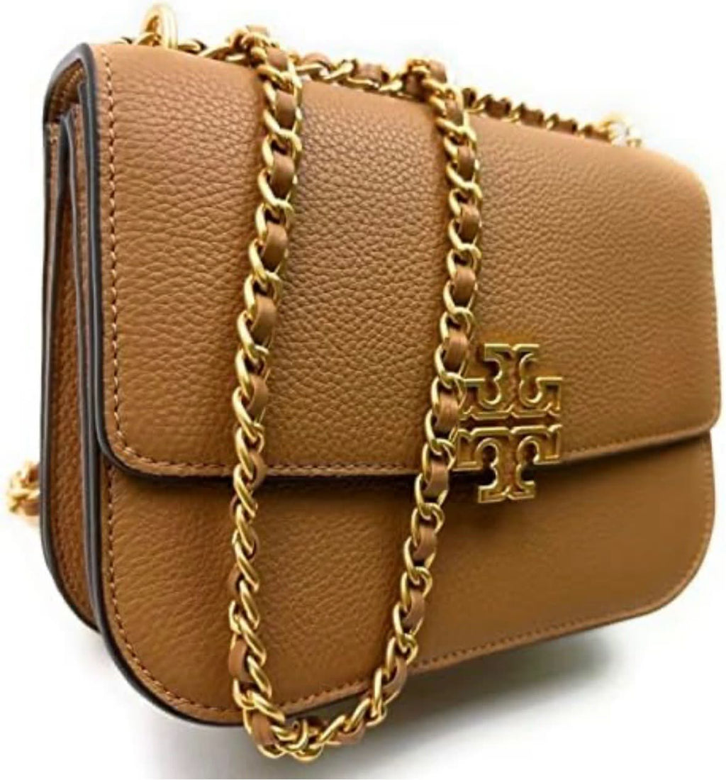 TORY BURCH BRITTEN PEBBLED LEATHER GOLD HARDWARE CROSSBODY BAG