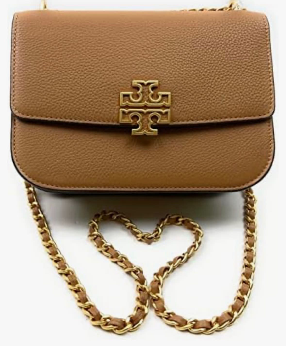 TORY BURCH BRITTEN PEBBLED LEATHER GOLD HARDWARE CROSSBODY BAG