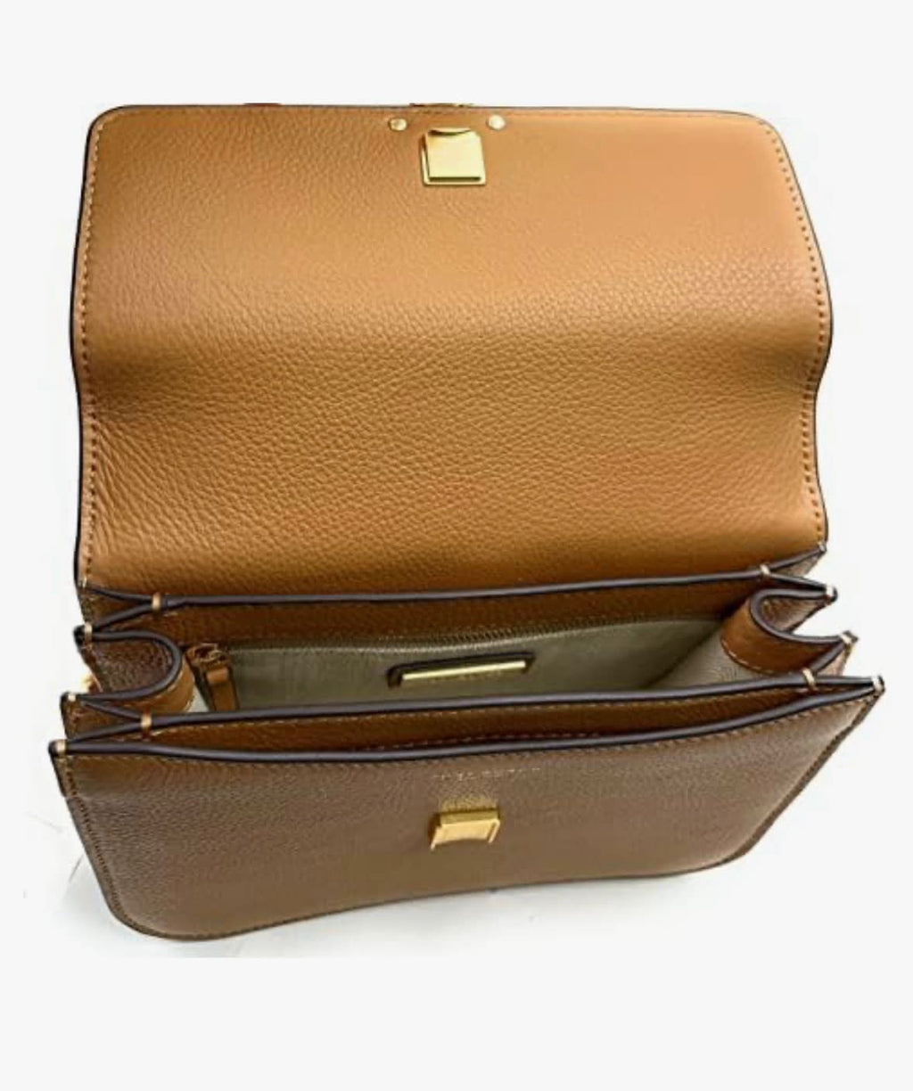 TORY BURCH BRITTEN PEBBLED LEATHER GOLD HARDWARE CROSSBODY BAG