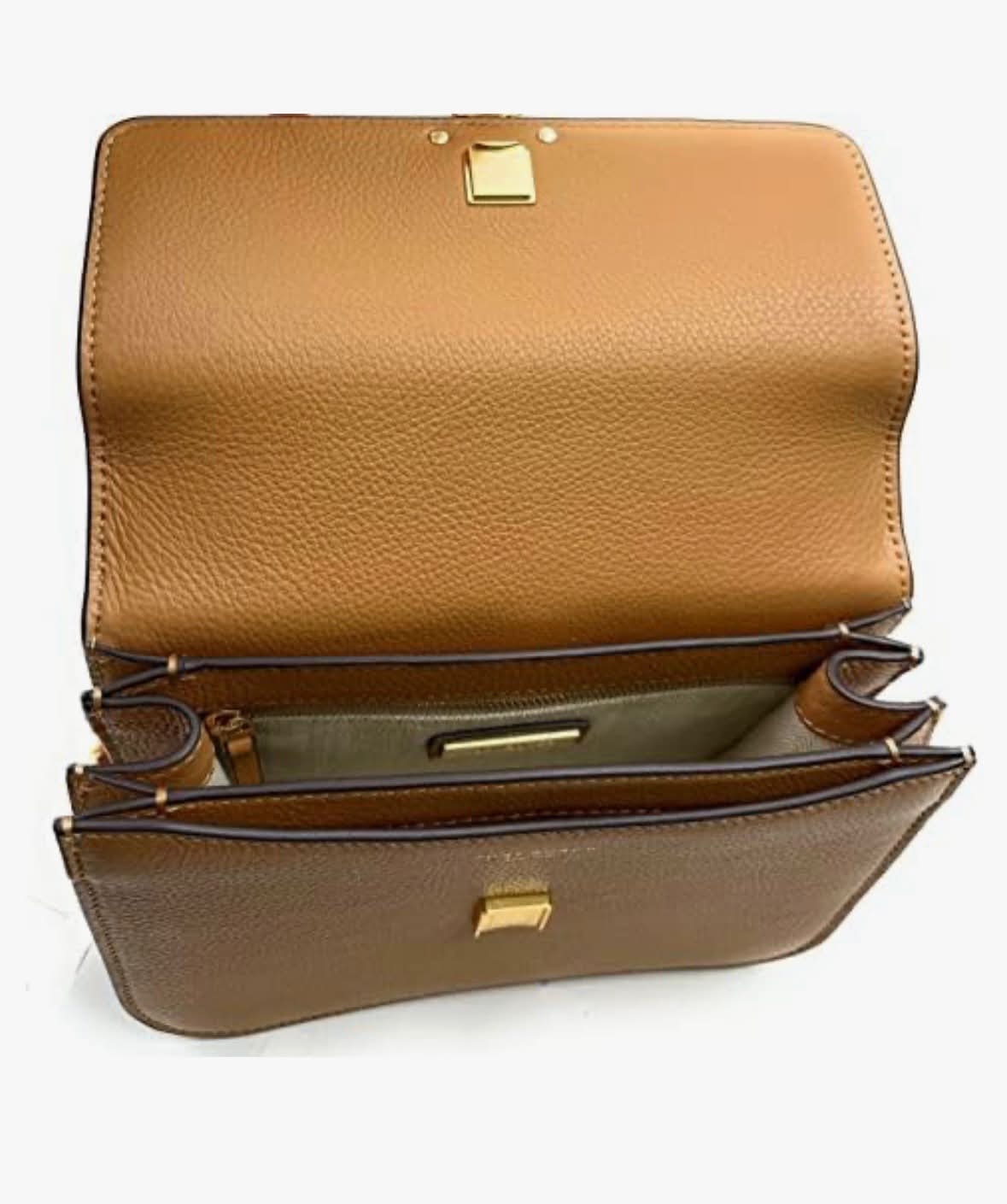 TORY BURCH BRITTEN PEBBLED LEATHER GOLD HARDWARE CROSSBODY BAG