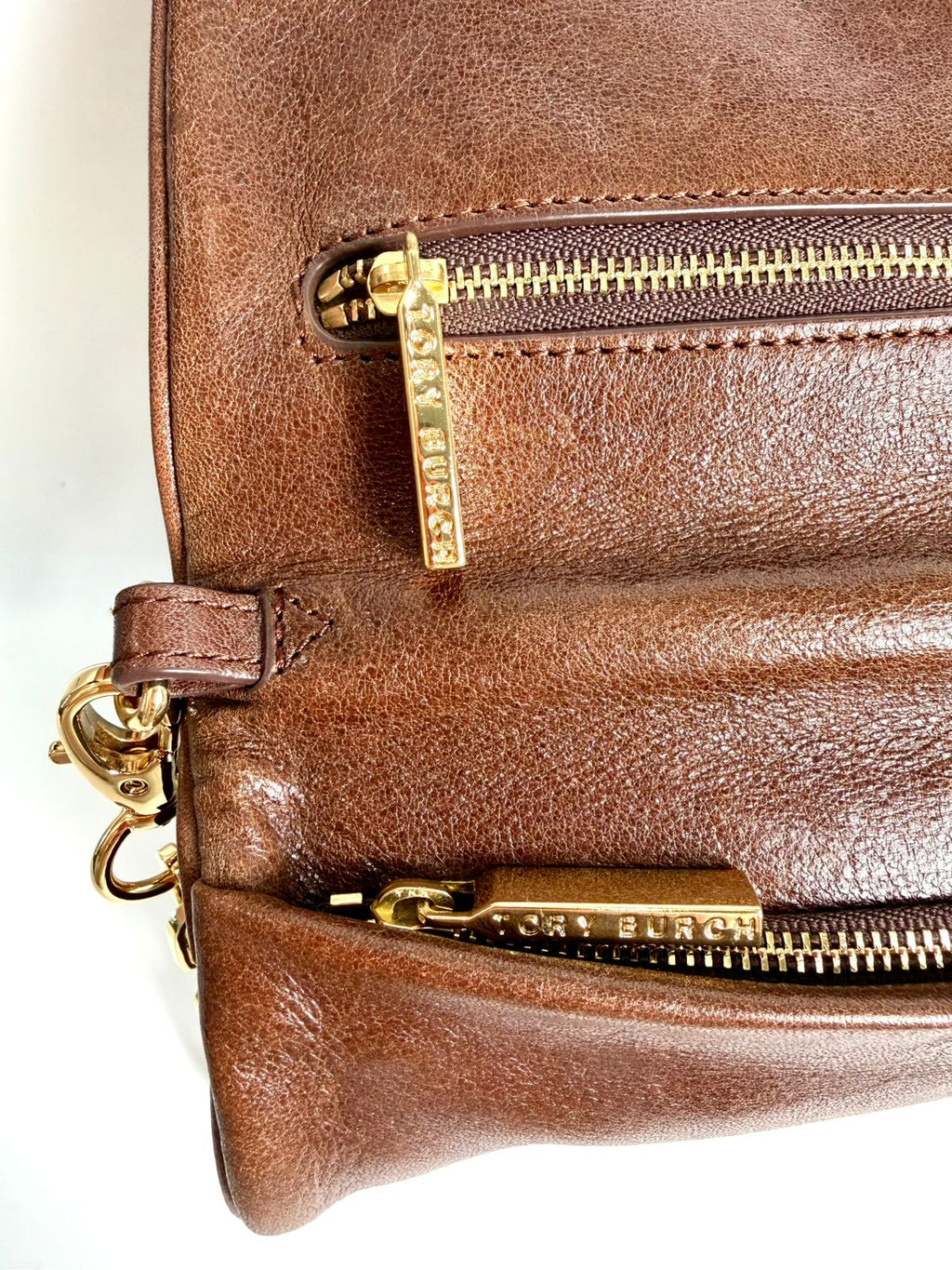 TORY BURCH CALFSKIN LEATHER REVA CLUTCH WITH CHAIN
