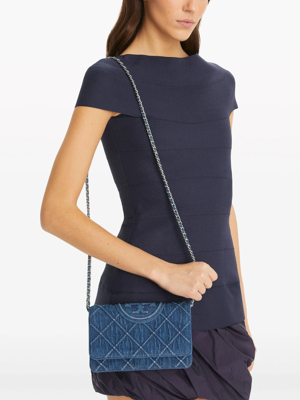 TORY BURCH FLEMING DENIM CROSSBODY BAG