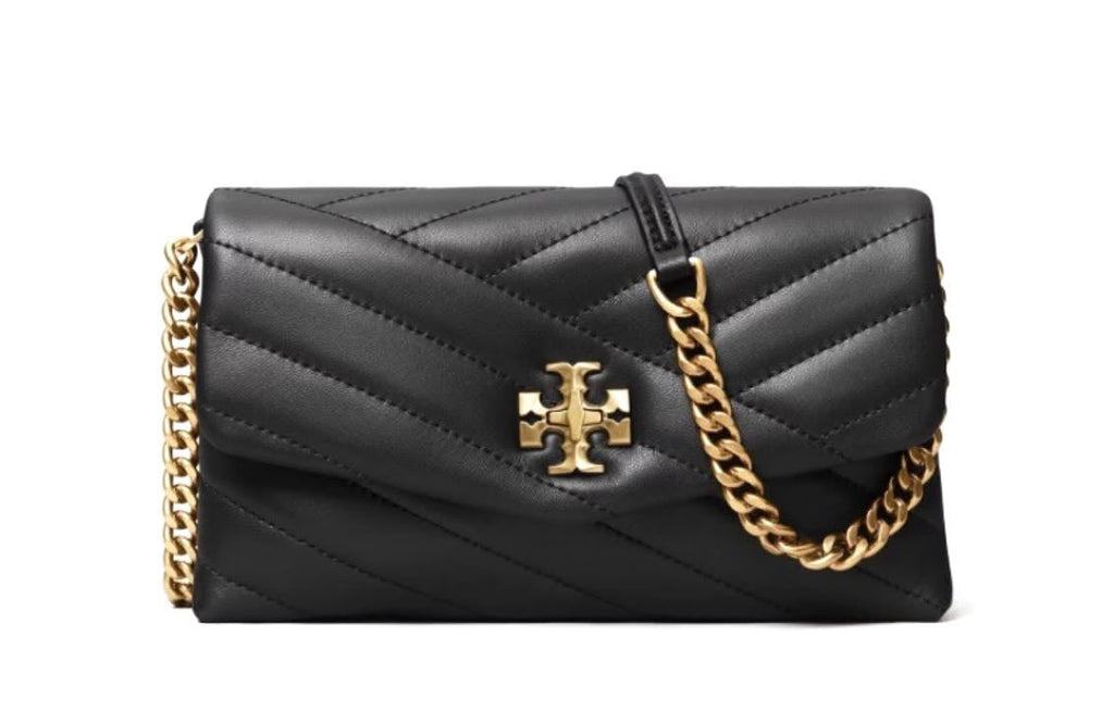 TORY BURCH KIRA CHEVRON QUILTED LEATHER WALLET ON CHAIN