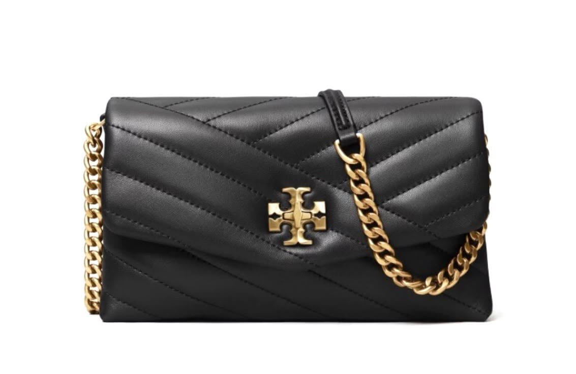 TORY BURCH KIRA CHEVRON QUILTED LEATHER WALLET ON CHAIN