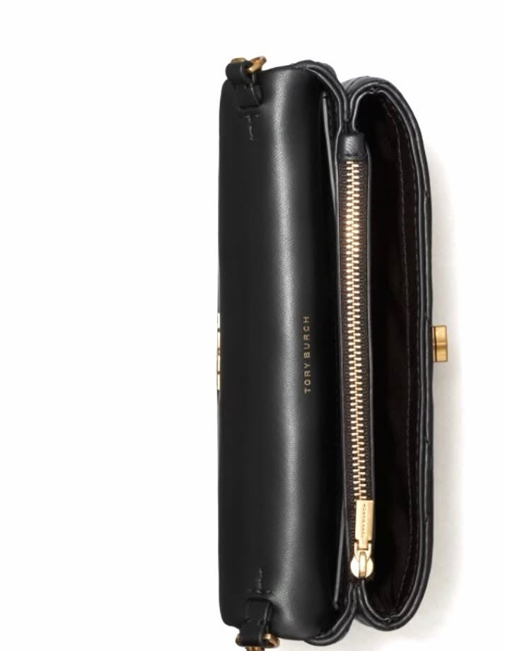 TORY BURCH KIRA CHEVRON QUILTED LEATHER WALLET ON CHAIN